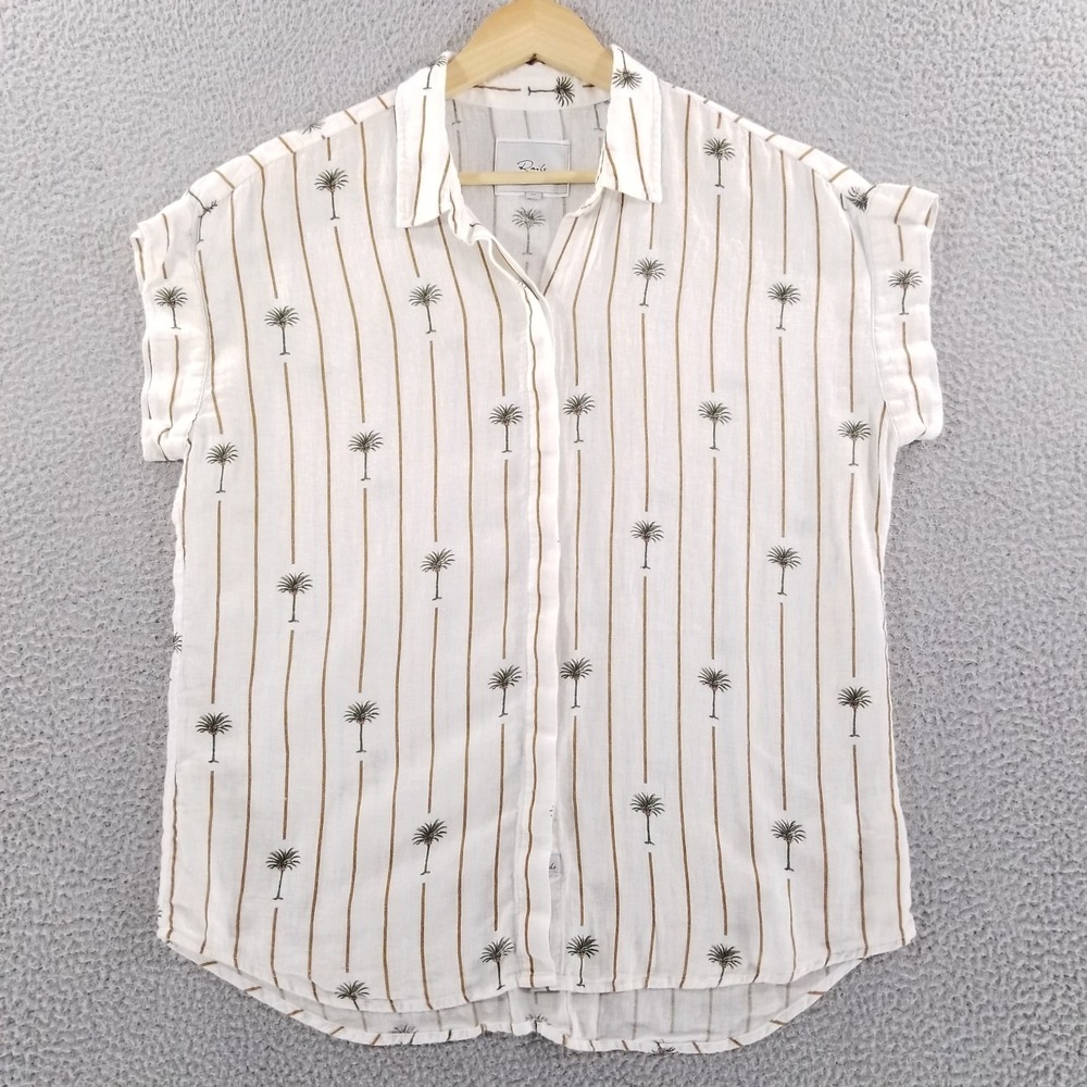 Rails Shirt Mens Medium Daisy Print Carson Linen Rayon Blend Daised Lightweight